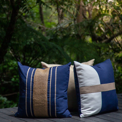 Outdoor Nautical Heather Stripe Lounge Cushion 55 x 55cm