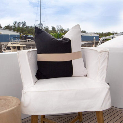 Outdoor Nautical Heather Stripe Lounge Cushion 55 x 55cm
