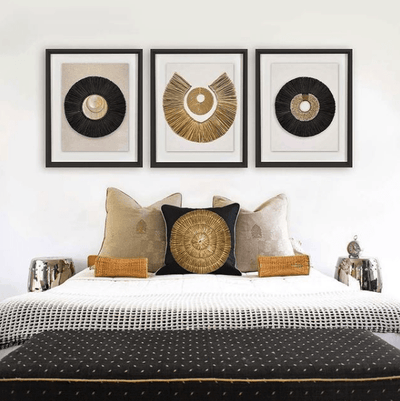 African Disc Gold & Grass Ring Artwork 67 x 85 cm