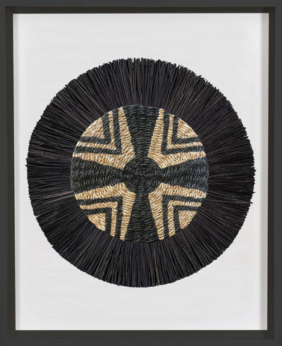 African Place Mat Star & Grass Ring Black Artwork 67 x 85 cm