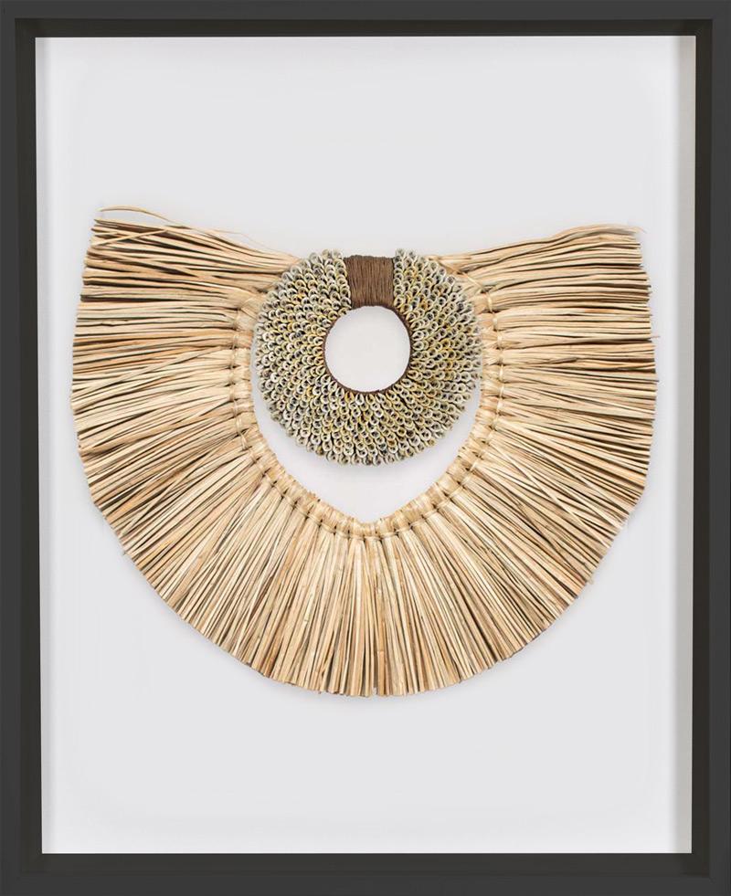 African Shell Ring Coffee & Grass Mat Natural Artwork 67 x 85 cm