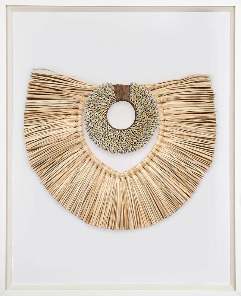 African Shell Ring Coffee & Grass Mat Natural Artwork 67 x 85 cm