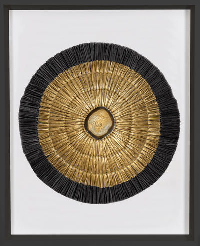 Agate Grass Mat Gold & Black on White Artwork 67 x 85 cm