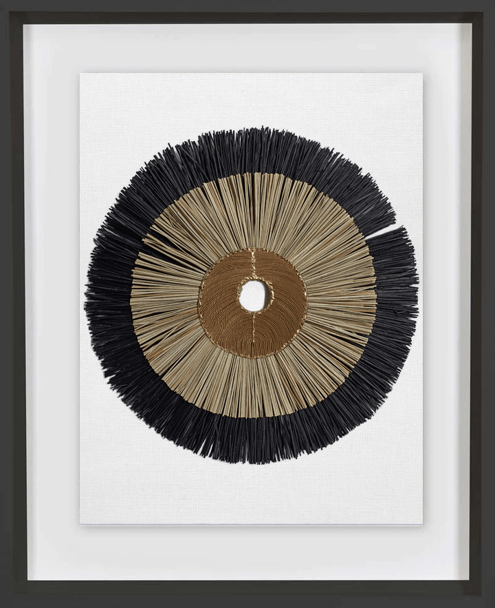 African Disc Bronze & with Black & Natural Grass Ring Artwork 67 x 85 cm