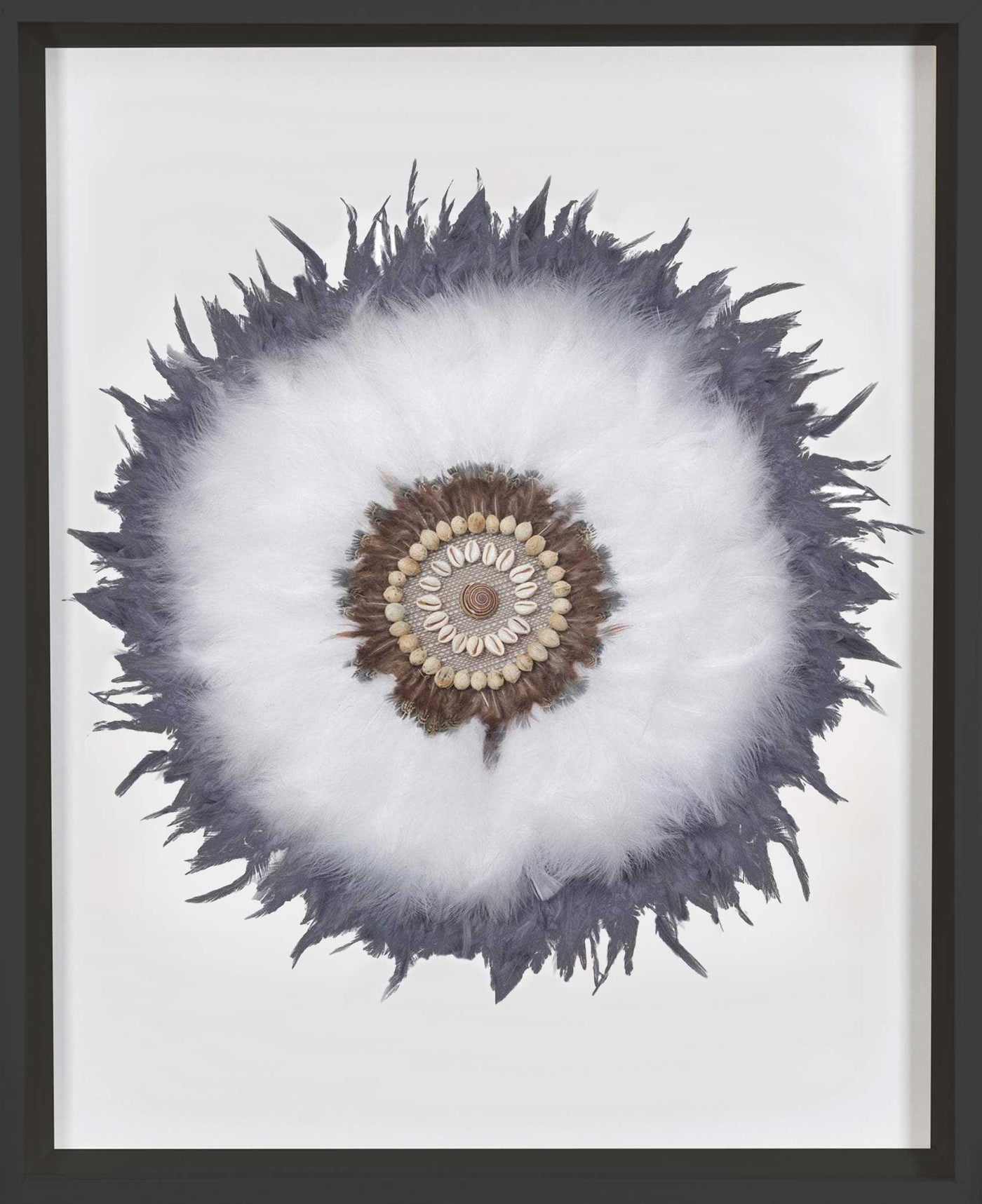 African Feather Latope White Artwork 67cm x 85cm