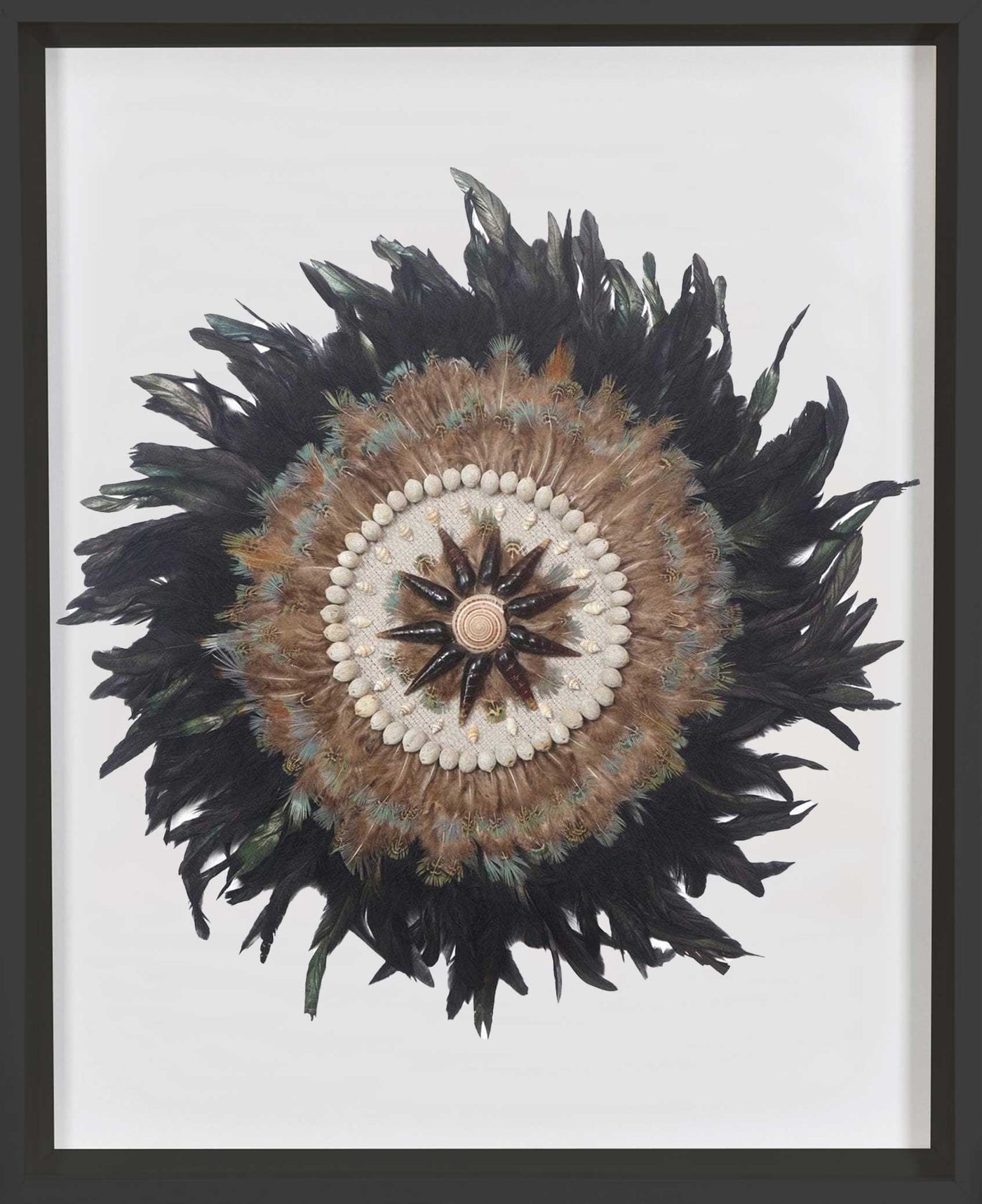 African Feather Tropical Black Artwork 67cm x 85cm