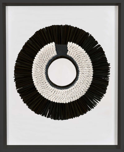 African Shell Ring Black & Grass Mat Black on White Artwork 67 x 85 cm
