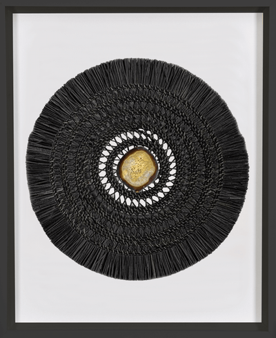 Agate Grass Mat Black on White Artwork 67 x 85 cm