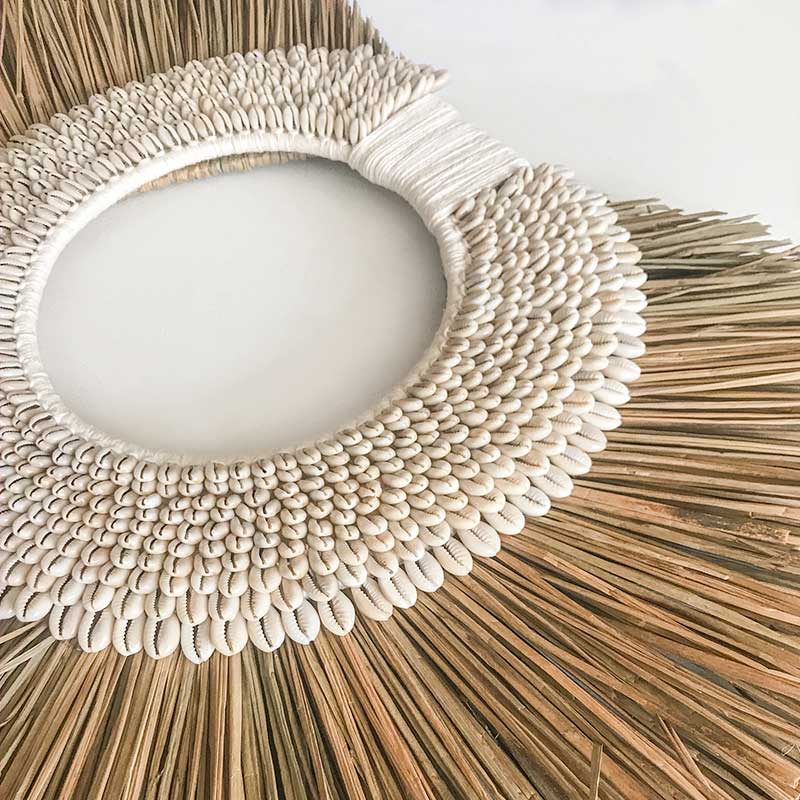 African Shell Ring & Grass Mat Natural Artwork 67 x 85 cm
