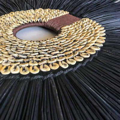 African Shell Ring Coffee & Grass Mat Black Artwork 67 x 85 cm