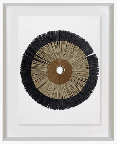 African Disc Bronze & with Black & Natural Grass Ring Artwork 67 x 85 cm
