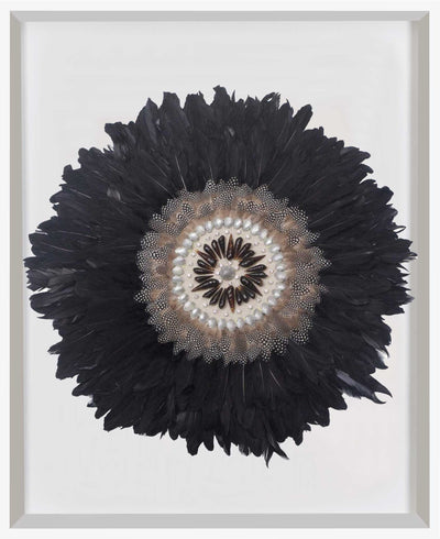 African Feather Kubo Black Artwork 67cm x 85cm
