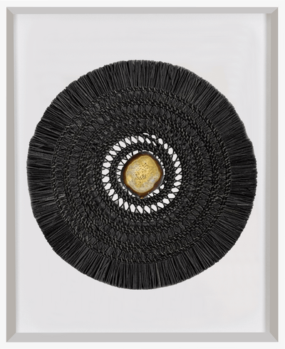 Agate Grass Mat Black on White Artwork 67 x 85 cm