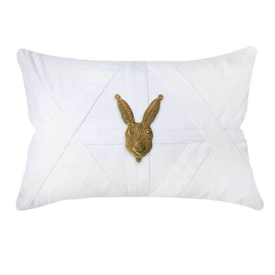 Creature Metal Rabbit Head White Lumber Cushion 35 x 53 cm