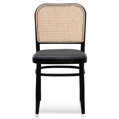 Black Cushion Dining Chair - Natural Rattan