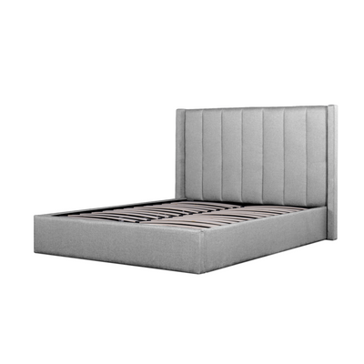 Fabric Queen Bed Frame - Pearl Grey with Storage