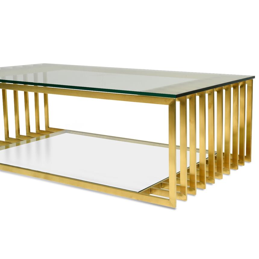 1.3m Glass Coffee Table Gold Base House of Isabella AU