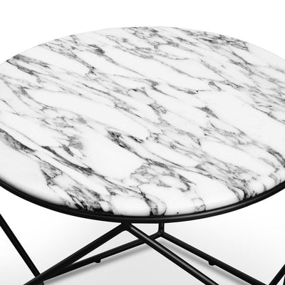 Marble 72cm Coffee Table - Matt Black Base