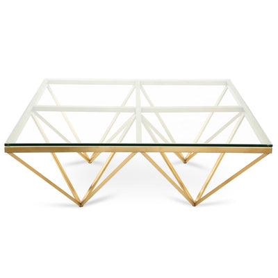 1.05m Glass Coffee Table - Brushed Gold Base