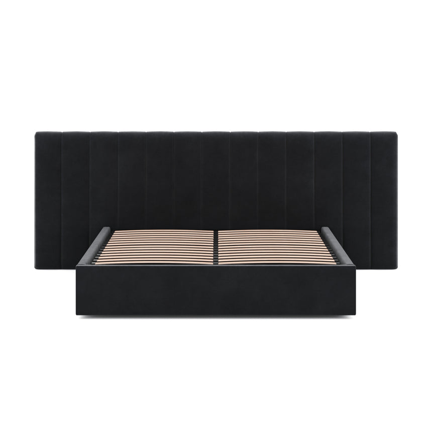 Wide Base King Sized Bed Frame - Black Velvet