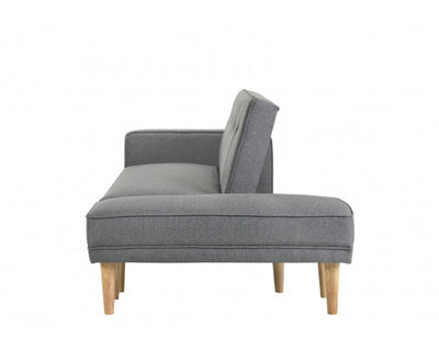 3 Seater Fabric Sofa Bed with Ottoman - Light Grey