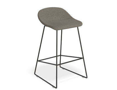 Pop Stool with Black Frame and Fabric Grey Seat