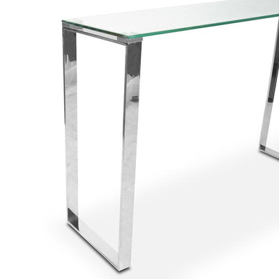 Console Table With Tempered Glass - Polished Stainless Steel
