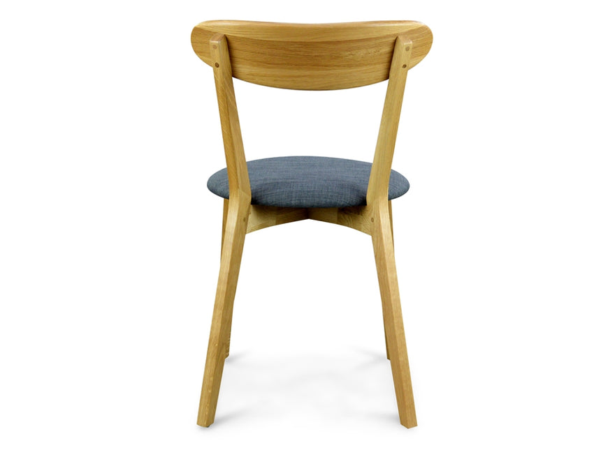 Dining Chair Solid Natural Oak – Grey Fabric Seat