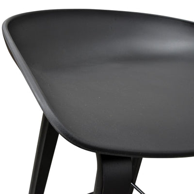 65cm Bar Stool - Black Plastic Seat - Black Frame