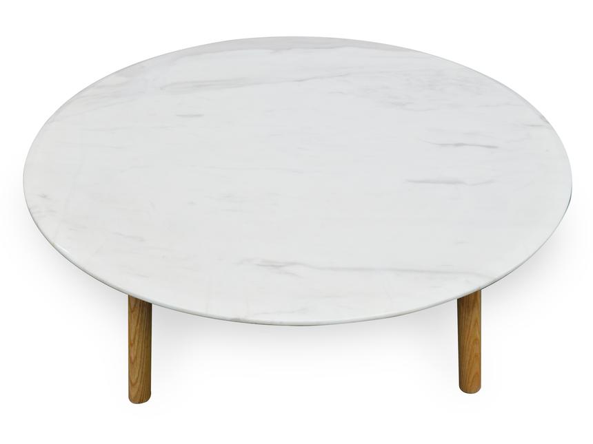 100cm Marble Round Coffee Table - Natural