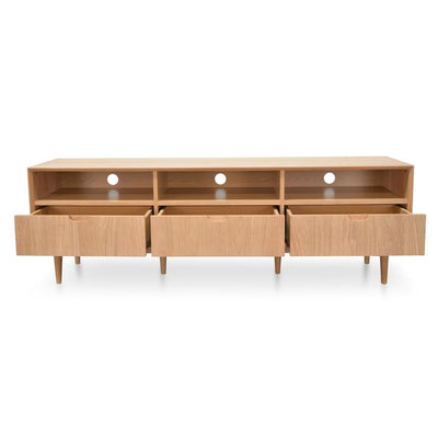Scandinavian 180cm TV Entertainment Unit With 3 Drawers - Natural