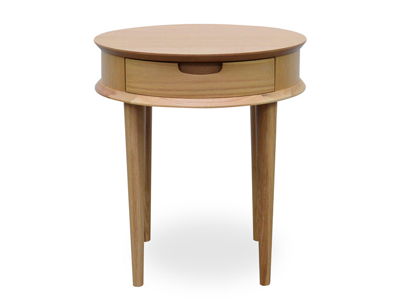 Scandinavian Lamp Side Table with Drawers - Natural