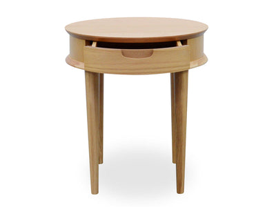 Scandinavian Lamp Side Table with Drawers - Natural