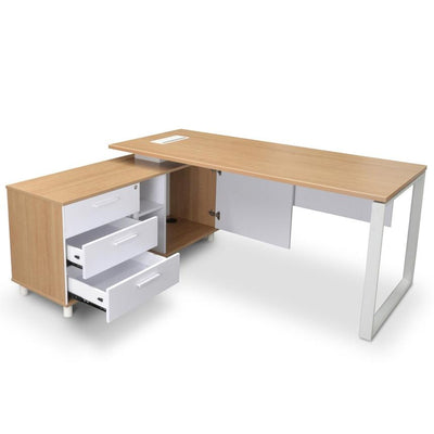 180cm Executive Office Desk With Left Return - Natural