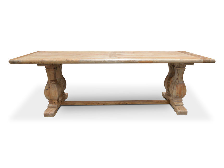 Elm Wood Dining Table 3m - Rustic Natural