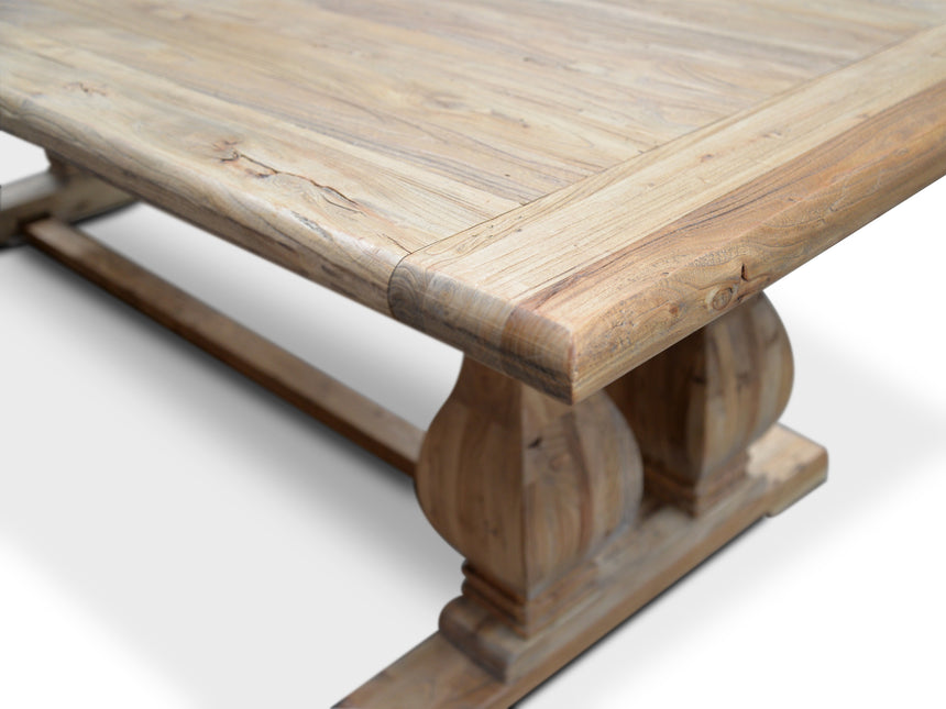 Elm Wood Dining Table 3m - Rustic Natural