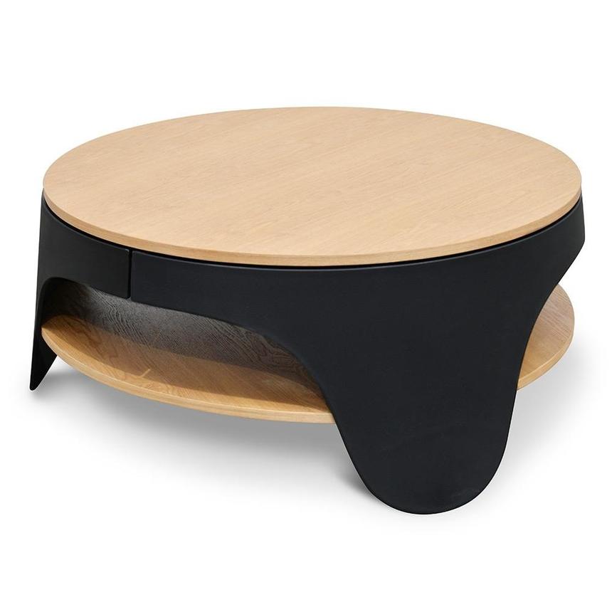 82cm Round Coffee Table - Natural - Black