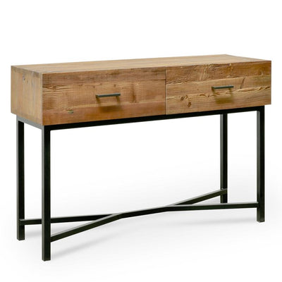 1.2m Reclaimed Pine Console Table - Black Base