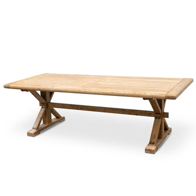 Elm Wood 2.4m Dining Table - Rustic Natural