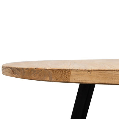 Reclaimed 1.25m Round Dining Table - Black Legs