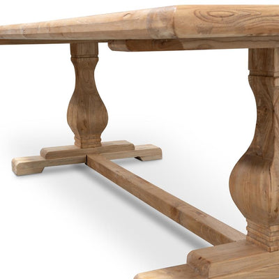 Elm Wood 2.4m Dining Table - Rustic Natural