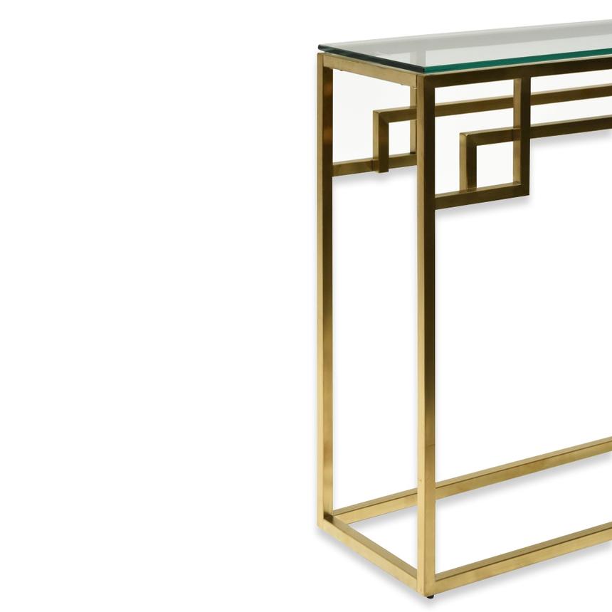 1.15m Console Glass Table - Brushed Gold Base
