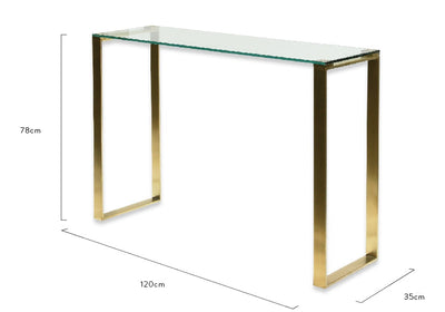 Glass Console Table - Brushed Gold Base