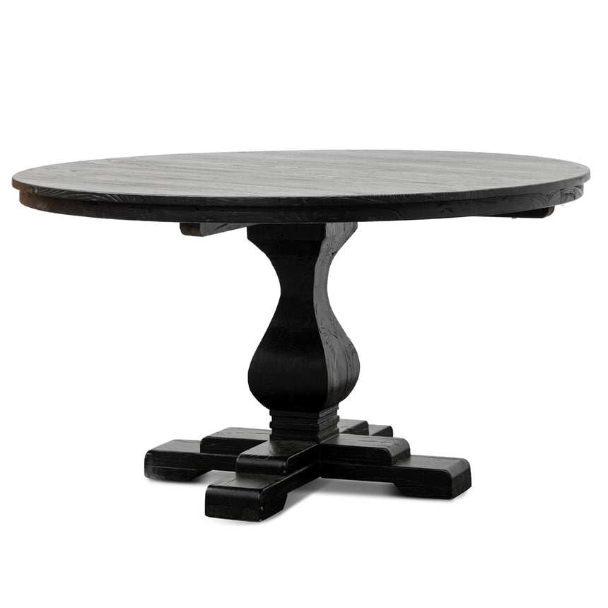 Reclaimed 140cm Round Dining Table - Rustic Black