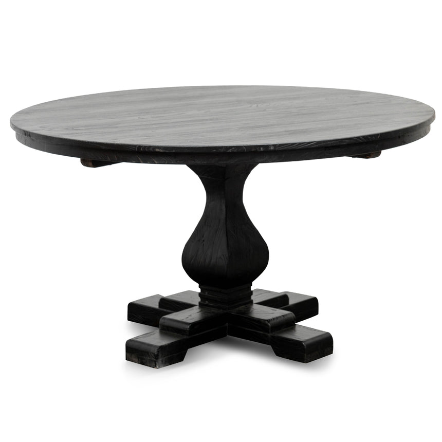 Reclaimed 140cm Round Dining Table - Rustic Black