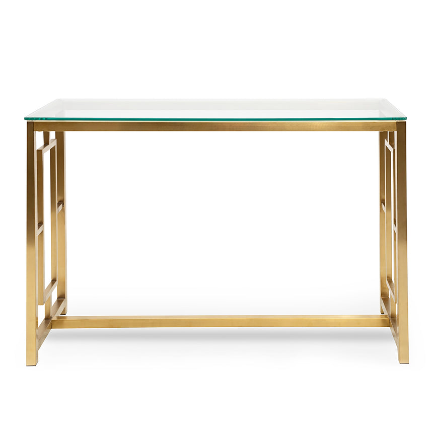 Glass Console table Brushed Gold Base House of Isabella AU
