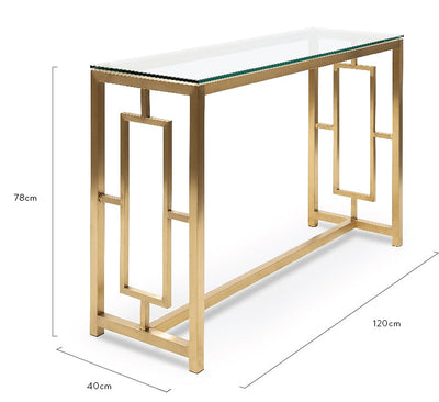 Glass Console table - Brushed Gold Base