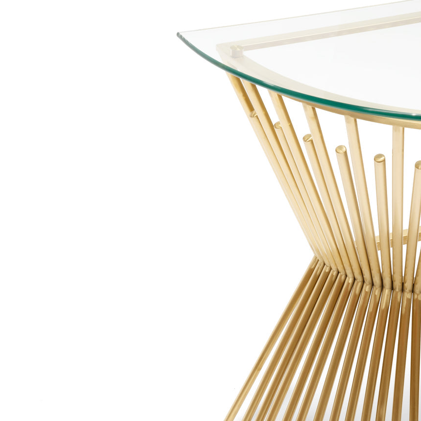 Stylish Brushed Gold Base Glass Console Table House of Isabella AU