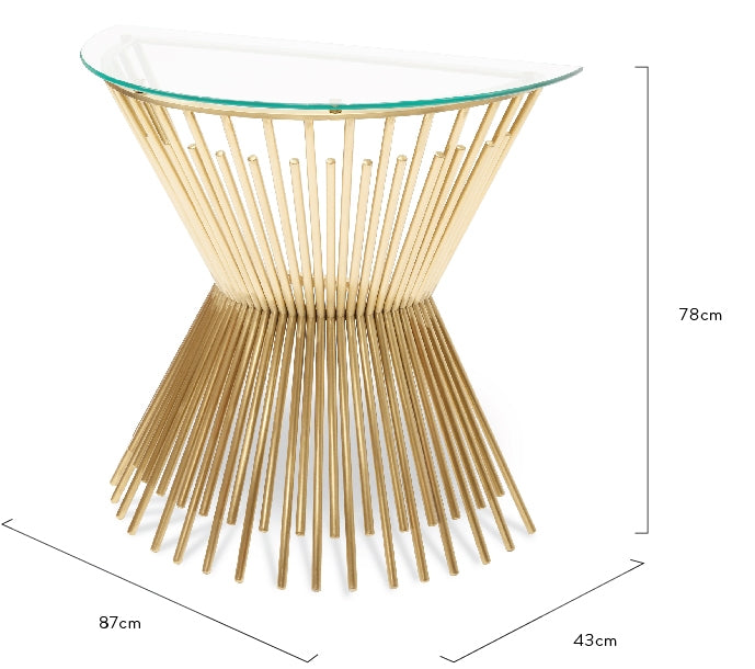 Stylish Brushed Gold Base Glass Console Table House of Isabella AU