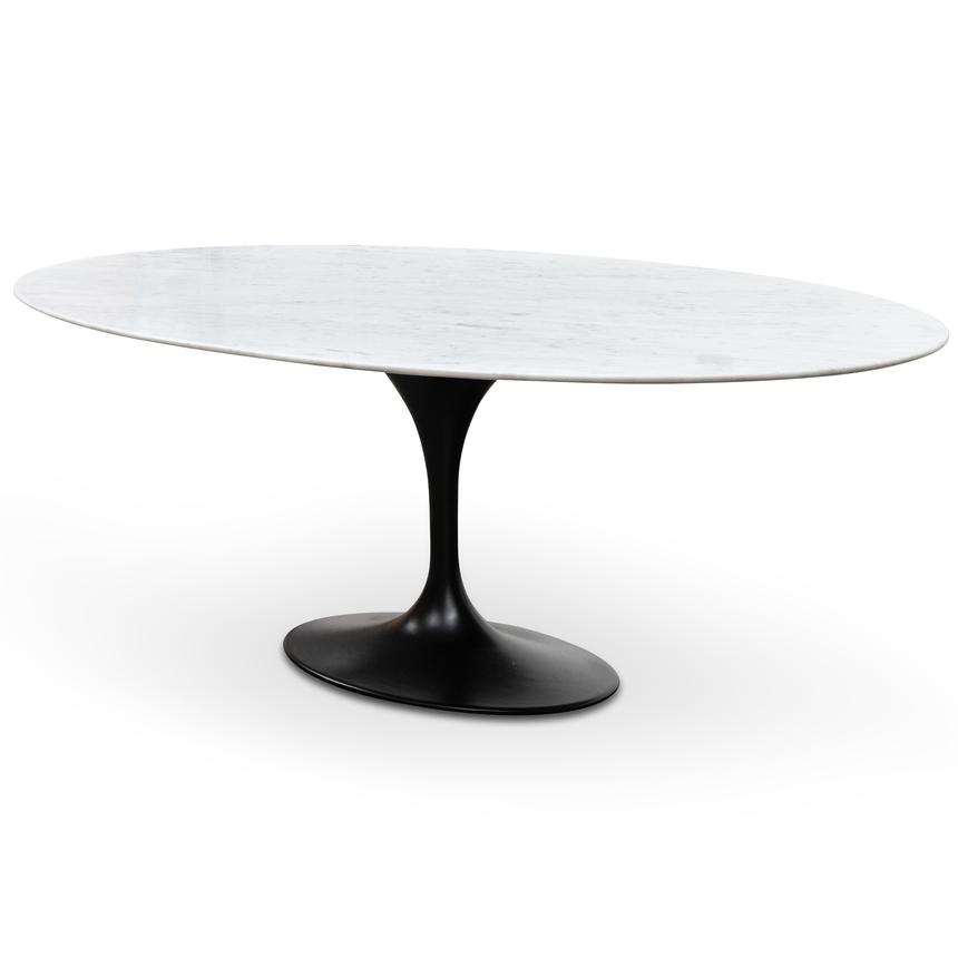 Oval 2m Marble Dining Table Black Base House of Isabella AU